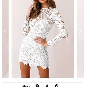 Selfie Leslie white floral long sleeve dress